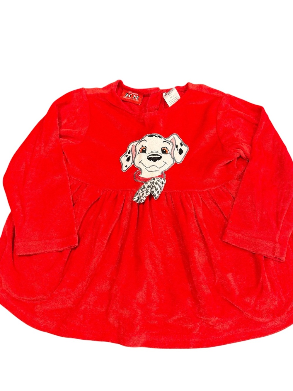 Vintage 101 Dalmatians 2T girls toddler dress top red velour